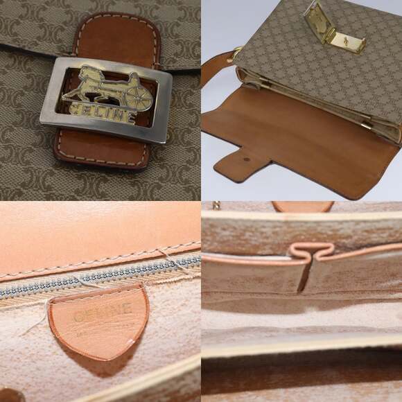 CELINE Macadam Canvas Shoulder Bag Pvc Beige Gold - Picture 11 of 13